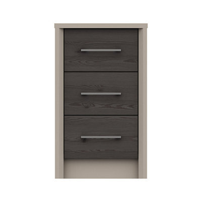 Burlington 3 Drawer Bedside Chest - Fired Earth And Anthracite Larch On Express Delivery And Ready Assembled