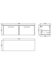 Hudson Reed Juno Wall Hung 2 Drawer Vanity Unit & Matching Worktop, Midnight Blue Finish, 1205 X 390 mm - thumbnail 6