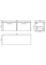 Hudson Reed Juno Wall Hung 2 Drawer Vanity Unit & Matching Worktop, Midnight Blue Finish, 1205 X 390 mm - thumbnail 3