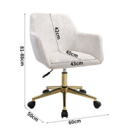 Living And Home Off White Home Office Chair Velvet Effect Swivel Computer Desk Chair With Armrest - thumbnail 6
