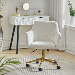 Living And Home Off White Home Office Chair Velvet Effect Swivel Computer Desk Chair With Armrest
