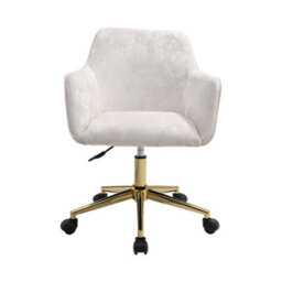 Living And Home Off White Home Office Chair Velvet Effect Swivel Computer Desk Chair With Armrest - thumbnail 4