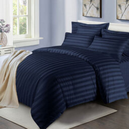 Ameha Stripe Duvet Set With Pillowcase Navy King Size 230X220Cm Reversible Soft Microfiber & Anti Allergic - thumbnail 5