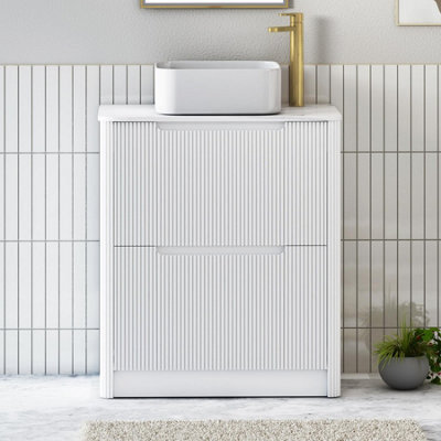 Royal Bathrooms Avenza 800mm Matt White Floor Standing Countertop Bathroom Vanity Unit 2 Drawer With Elena Basin - image 1