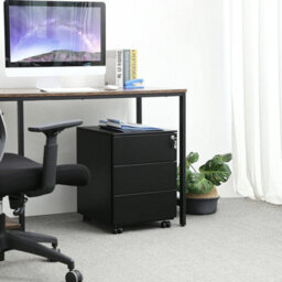 Songmics Office File Cabinet, Lockable And Pre-Assembled, 3 Drawers For Documents And Stationery, For Home Office Use, Black - thumbnail 3