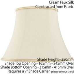 "16"" Bowed Oval Handmade Lamp Shade Cream Fabric Classic Table Light Bulb Cover" - thumbnail 2