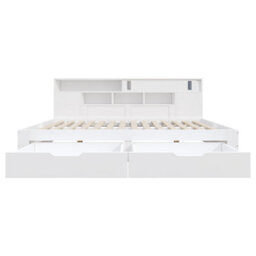 Abrihome Sofa Bed With Storage, 3Ft Small Single (90 X 190 Cm), Multifunctional Day Bed With Drawers & Shelves, Wooden Bed Frame, White - thumbnail 7