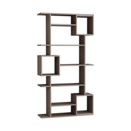 Decortie Soto Modern Tall Bookcase Wall Mountable 6-Tier Storage Unit Mocha Grey 173Cm - thumbnail 2