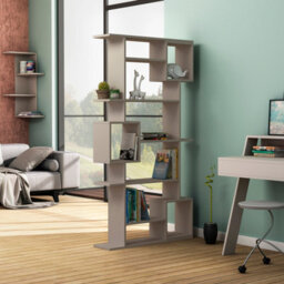 Decortie Soto Modern Tall Bookcase Wall Mountable 6-Tier Storage Unit Mocha Grey 173Cm - thumbnail 4