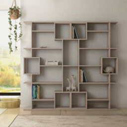 Decortie Soto Modern Tall Bookcase Wall Mountable 6-Tier Storage Unit Mocha Grey 173Cm - thumbnail 5
