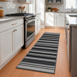 Bravich Hard Wearing Hessian Backed Stair Runner Kitchen Mat - Texas Grey Lines - 60X450Cm (2'x15') - thumbnail 2