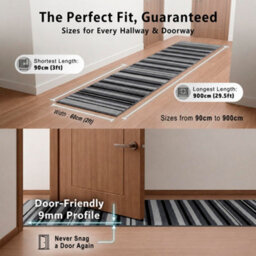 Bravich Hard Wearing Hessian Backed Stair Runner Kitchen Mat - Texas Grey Lines - 60X450Cm (2'x15') - thumbnail 8