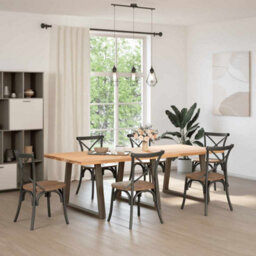 Berkfield Modern Dining Table Legs V-Shape 3 Pcs Natural Steel 90X(72-73.3) Cm Steel