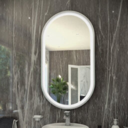 RAK Ceramics Rak Art Oval Chrome Led Illuminated Bathroom Mirror With Touch Sensor & Demister Pad, 1000 X 450mm