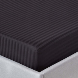 Homescapes Black Egyptian Cotton Satin Stripe Fitted Sheet 330 Tc, Small Double - thumbnail 1