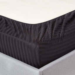 Homescapes Black Egyptian Cotton Satin Stripe Fitted Sheet 330 Tc, Small Double - thumbnail 2