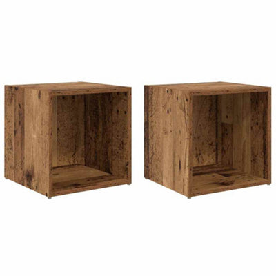 Berkfield Durable Tv Cabinet 2 Pcs Brown 37 X 35 X 37 Cm Engineered Wood