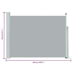 Walplus Patio Retractable Side Awning Garden Sun Shade Canopy Gazebo For Back Door, Porch, Patio 120X500 Cm Grey - thumbnail 8