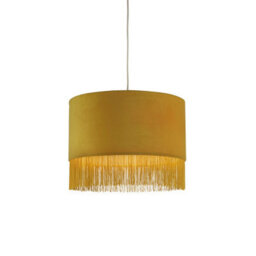Lighting Collection Aberarth Mustard Velvet Fringe Shade - thumbnail 1