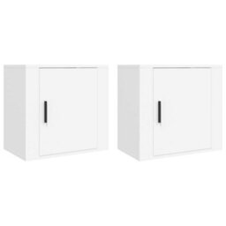 Berkfield Elegant Wall-Mounted Bedside Cabinets 2 Pcs White 50X30X47 Cm - thumbnail 1
