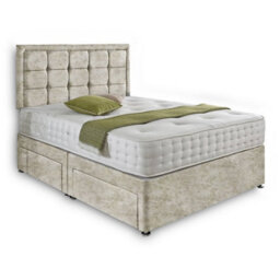 Dining Tables Dallas Matching Headboard Divan Set, 2 Drawer On Same Side With Sprung 1500 Comfort Mattress - Crushed Champagne - Double - thumbnail 4