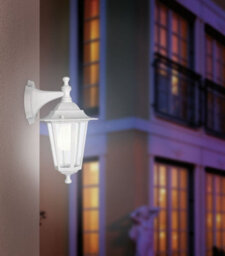 Stylish Ip44 Outdoor Wall Light In White Aluminium - 1 X 60W E27 Bulb Lantern For Porch - thumbnail 3