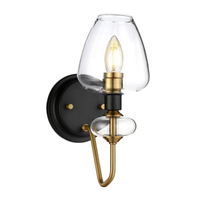 Luminosa Lighting Elstead Armand 1 Light Wall Light, Aged Brass, Glass Shade - image 1