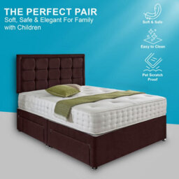 Dining Tables Dallas Matching Headboard Divan Set, 2 Drawer On Same Side With Sprung 1500 Comfort Mattress - Plush Velvet Mulburry - King - thumbnail 2