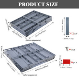 Thehotsale Expandable Adjustable 3-Tier Drawer Organiser With 5 Trays, Grey - thumbnail 5