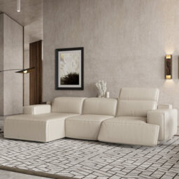 Valencia Valentina Leather Three Seats With Left Chaise Recliner Sofa Beige Nappa 11000 Leather Kiln Dried Wood - thumbnail 2