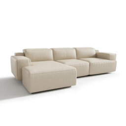Valencia Valentina Leather Three Seats With Left Chaise Recliner Sofa Beige Nappa 11000 Leather Kiln Dried Wood - thumbnail 1