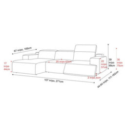 Valencia Valentina Leather Three Seats With Left Chaise Recliner Sofa Beige Nappa 11000 Leather Kiln Dried Wood - thumbnail 3