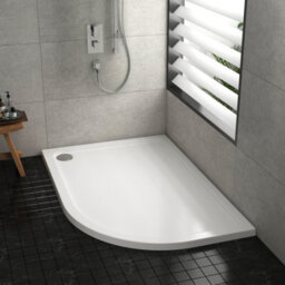 Royal Bathrooms 1000 X 800mm Right Handed Offset Quadrant Stone Shower Enclosure Tray With Riser Kit Gloss White 30mm Slimline - thumbnail 4