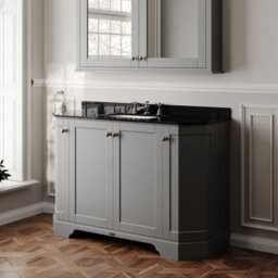 Hudson Reed Floor Standing Four Door Traditional Vanity Unit With 3 Tap Hole Black Marble Top & Basin In Storm Grey, 1236 X 470mm - thumbnail 4