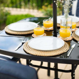 Primrose 4 Seater Garden Furniture Dining Set With Reversible Cushions And Crank Parasol In Navy - thumbnail 8