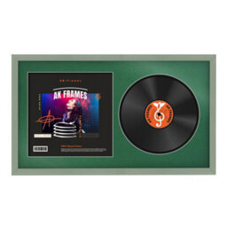 "30X17"" Green Classic Vinyl Record Frame With Emerald Mount For 12 Inch Lp Album Cover & Disc - Ak Frames" - thumbnail 1