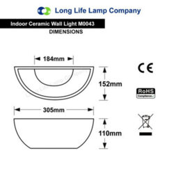 Long Life Lamps Company Modern Unique Style White Ceramic Indoor Contemporary Wall Light Lamp M0043 - thumbnail 2
