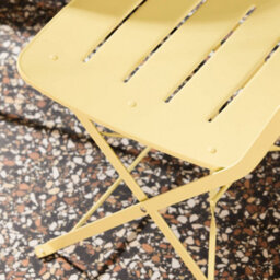 Sweeek - Round Bistro Garden Table, Steel, Folding + 2 Chairs, Yellow 42.5X53X82 Cm - Balconea - thumbnail 6