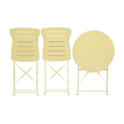 Sweeek - Round Bistro Garden Table, Steel, Folding + 2 Chairs, Yellow 42.5X53X82 Cm - Balconea - thumbnail 8