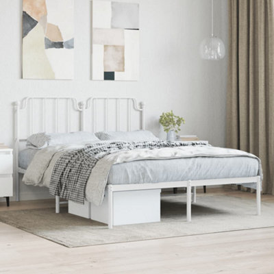 Berkfield Metal Bed Frame Without Mattress With Headboard White 135X190Cm - image 1