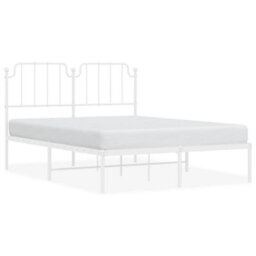 Berkfield Metal Bed Frame Without Mattress With Headboard White 135X190Cm - thumbnail 2