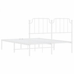 Berkfield Metal Bed Frame Without Mattress With Headboard White 135X190Cm - thumbnail 7