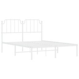 Berkfield Metal Bed Frame Without Mattress With Headboard White 135X190Cm - thumbnail 4