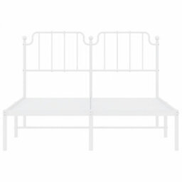 Berkfield Metal Bed Frame Without Mattress With Headboard White 135X190Cm - thumbnail 5