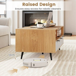 Costway Coffee Table W/ Storage Drawers 120Cm Center Table W/ Metal Legs - thumbnail 8