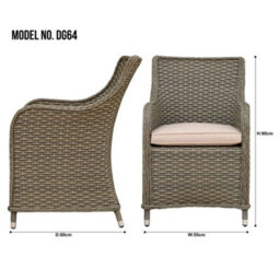 Dellonda Chester Rattan Garden Dining Arm Chairs & Cushions, Set Of 2, Brown - thumbnail 5