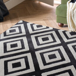 Ohs Contrast Tufted Geo Rug Soft Non Slip Floor Carpet Area Mat, Black/white - 160 X 230Cm - thumbnail 2
