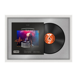"AK Frames 25X17"" White Modern Vinyl Record Frame With Silver Mount For 12 Inch Lp Cover & Disc - Overlapped Design" - thumbnail 1