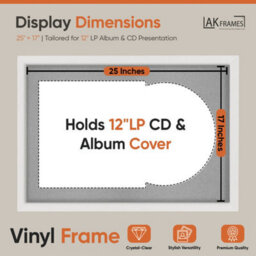 "AK Frames 25X17"" White Modern Vinyl Record Frame With Silver Mount For 12 Inch Lp Cover & Disc - Overlapped Design" - thumbnail 2