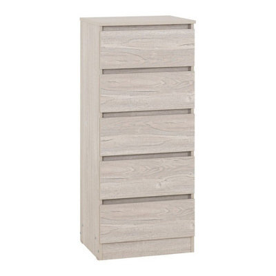 Seconique Malvern 5 Drawer Narrow Chest - L40 X W48 X H114 Cm - Urban Snow - image 1